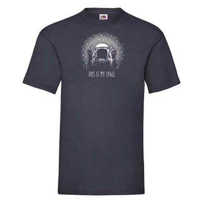 ΜΠΛΕ ΣΚΟΥΡΟ t-shirt FRUIT OF THE LOOM με στάμπα A6536